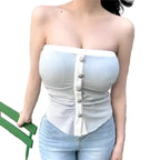 90s Parisian Contrast Strapless Tube Top – High-Contrast Crop