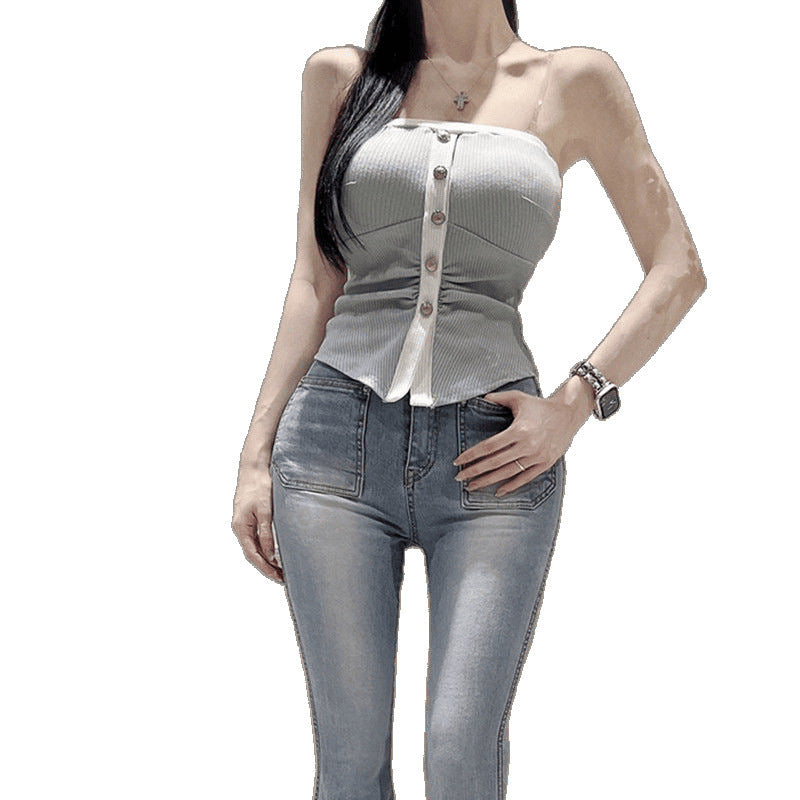 Contrast Binding Strapless Crop Top – Parisian Party Bustier