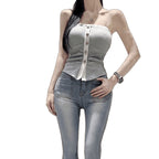 Contrast Binding Strapless Crop Top – Parisian Party Bustier