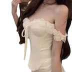 Coquette Grunge Lace-Trimmed Skull Corset – Vintage Gothic Top
