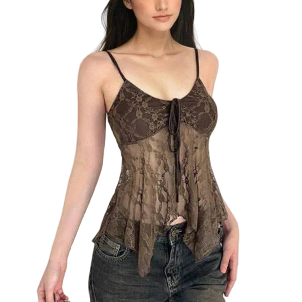 Fitted Mesh Camisole Top – Going Out Sheer Cami