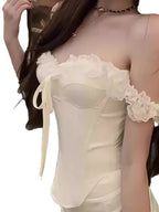 Lace-Edge Skull Graphic Boned Corset Top – Coquette Grunge Style