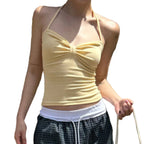 Women's Ruffled Halter-Neck Camisole – Elegant Frill Cami Top